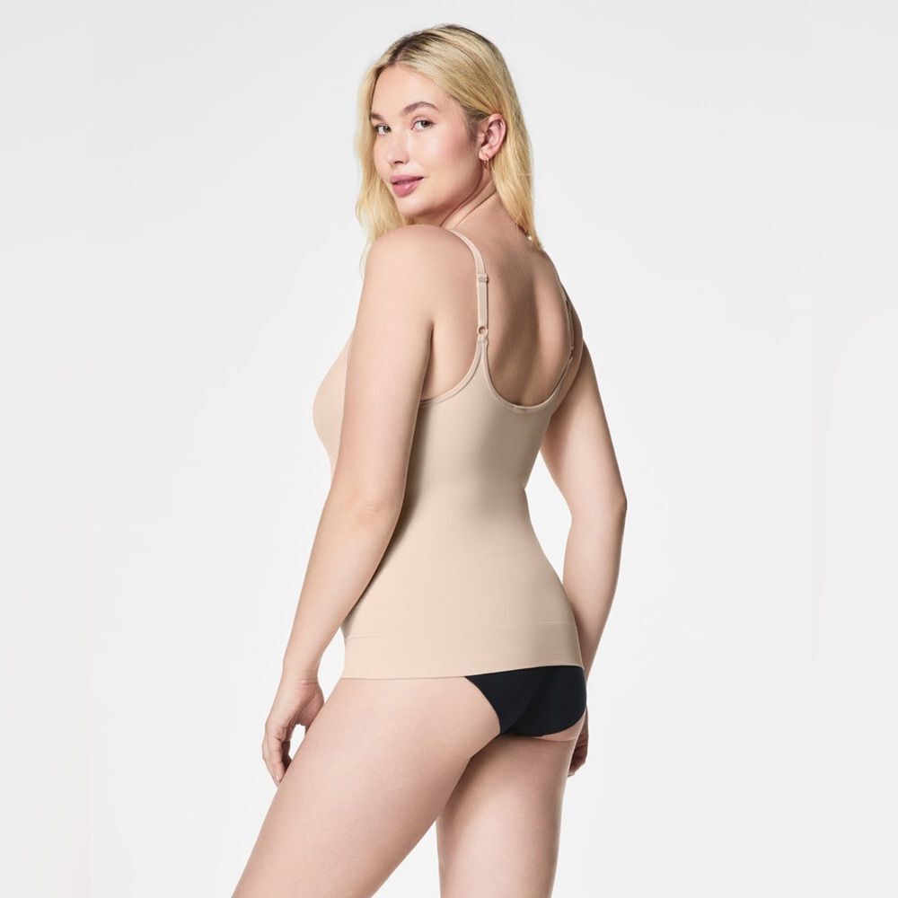 Spanx Sculpt Shaping Form Fitted Bodycon Tight Seamless Power Cami in Soft Nude